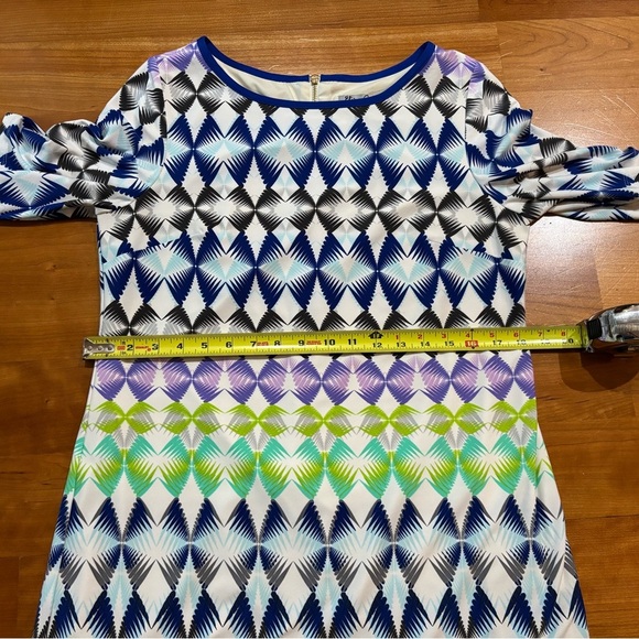 Eliza J  Shift Dress Geometric Colorful Short Sleeve Career Cocktail Size 12P - Picture 7 of 9